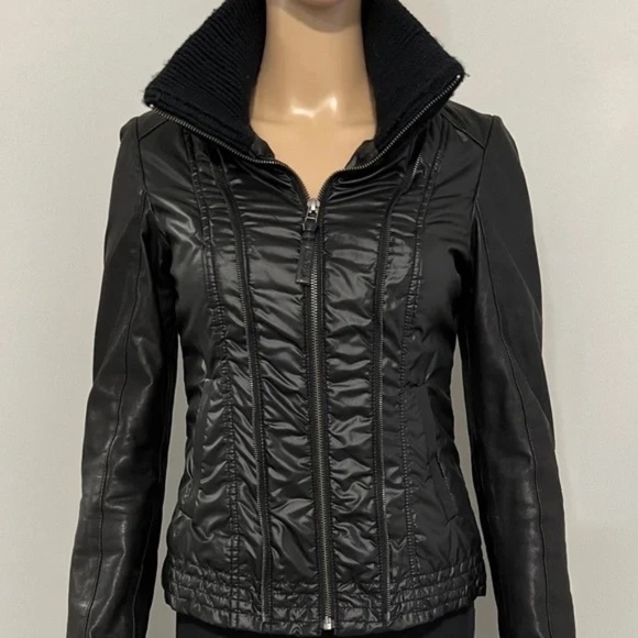 Mackage 3 in 1 Black Leather Jacket + Vest Soft Lambskin + Wool Women's Sz XS - Picture 6 of 16